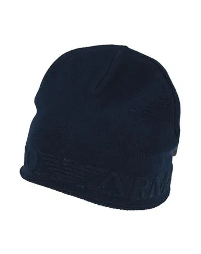 Emporio Armani Man Hat Navy Size M Wool, Acrylic In Blue
