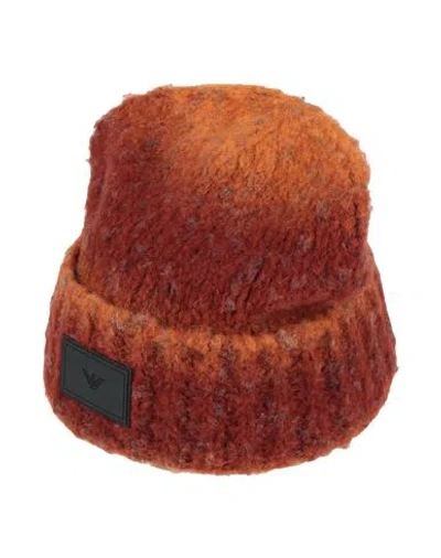 Emporio Armani Man Hat Rust Size M Acetate, Wool, Polyamide In Red