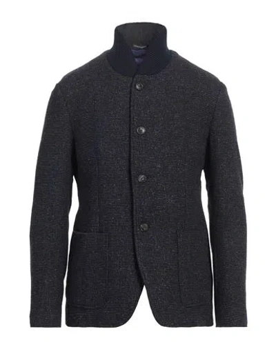 Emporio Armani Man Jacket Blue Size 42 Virgin Wool, Cotton, Viscose, Polyamide, Polyester