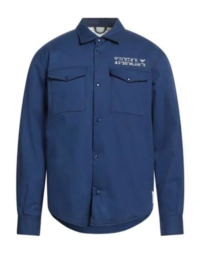 EMPORIO ARMANI EMPORIO ARMANI MAN JACKET BRIGHT BLUE SIZE 44 COTTON, ELASTANE