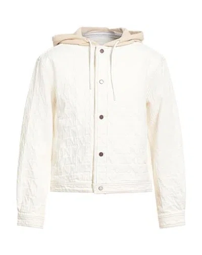 Emporio Armani Man Jacket Cream Size 38 Cotton, Polyester, Elastane In White