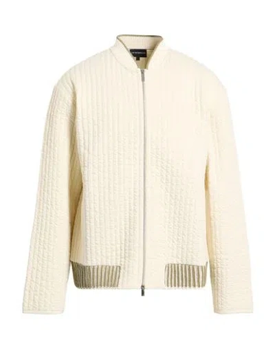 Emporio Armani Man Jacket Cream Size L Cotton, Polyester, Elastane In White