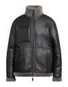 Emporio Armani Man Jacket Dark Brown Size 40 Shearling