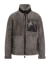 Emporio Armani Man Jacket Grey Size 44 Shearling In Brown