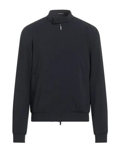 Emporio Armani Man Jacket Midnight Blue Size 44 Polyester, Elastane In Black