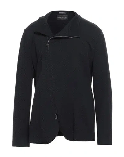 Emporio Armani Man Jacket Midnight Blue Size 44 Viscose, Wool, Acrylic, Polyamide, Elastane In Black