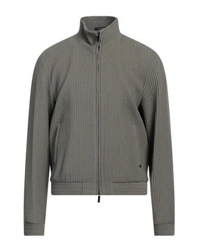 Emporio Armani Man Jacket Military Green Size 46 Virgin Wool, Polyamide, Elastane In Gray