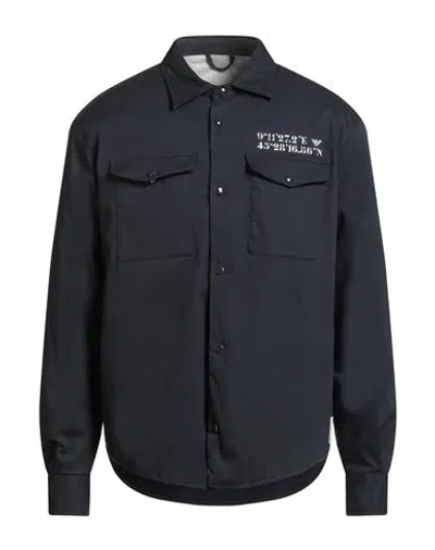 Emporio Armani Man Jacket Navy Size 44 Cotton, Elastane In Blue