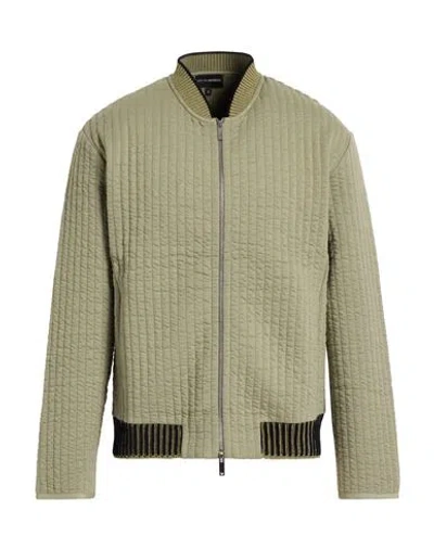 Emporio Armani Man Jacket Sage Green Size L Cotton, Polyester, Elastane