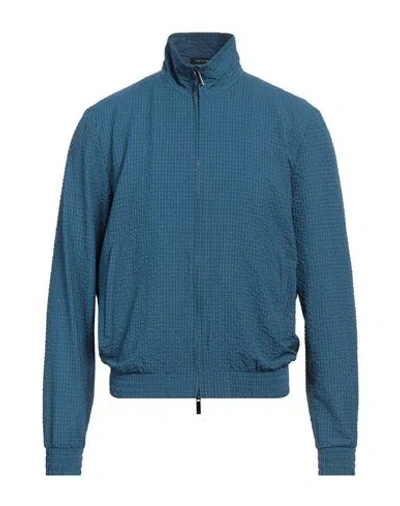 Emporio Armani Man Jacket Slate Blue Size 42 Polyester