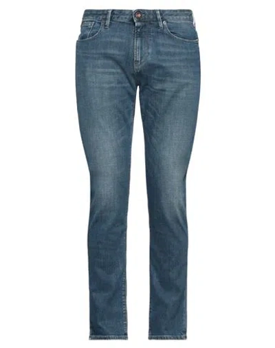Emporio Armani Man Jeans Blue Size 28w-32l Cotton, Polyester, Elastane