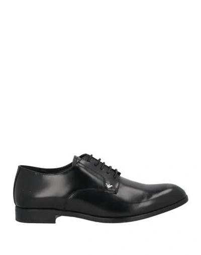 Emporio Armani Man Lace-up Shoes Black Size 6 Leather
