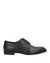 Emporio Armani Man Lace-up Shoes Charcoal Size 8.5 Calfskin In Grey