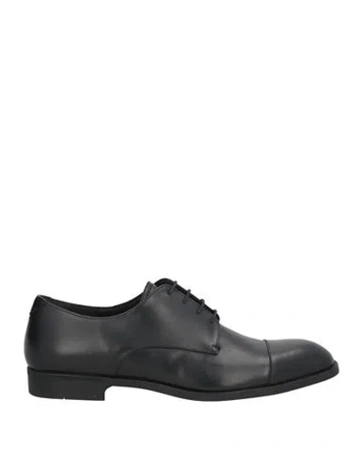 Emporio Armani Man Lace-up Shoes Charcoal Size 8.5 Calfskin In Grey