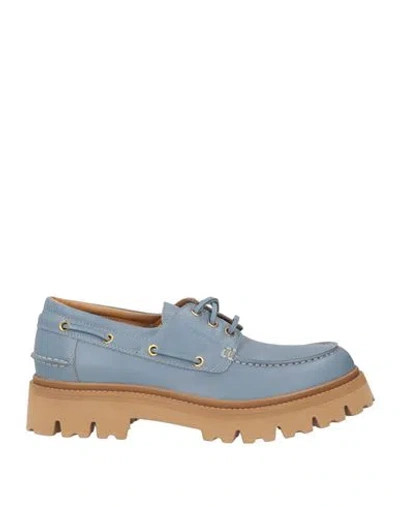 Emporio Armani Man Lace-up Shoes Pastel Blue Size 9 Leather