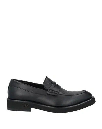 Emporio Armani Man Loafers Black Size 8 Calfskin