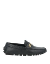 Emporio Armani Man Loafers Black Size 9 Cow Leather In Black