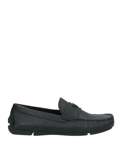 Emporio Armani Man Loafers Black Size 9 Leather