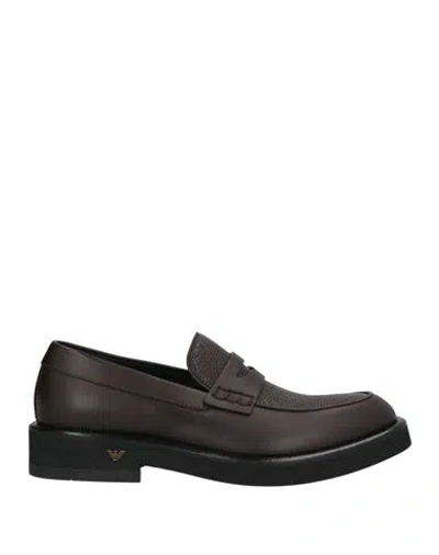 Emporio Armani Man Loafers Dark Brown Size 8 Calfskin
