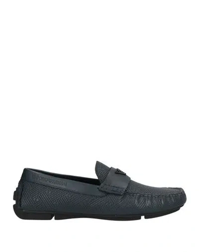 Emporio Armani Man Loafers Midnight Blue Size 9 Leather