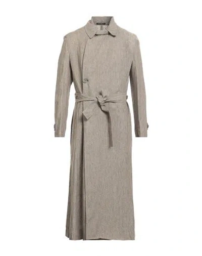 Emporio Armani Man Overcoat & Trench Coat Khaki Size 42 Linen In Beige