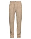Emporio Armani Man Pants Camel Size 40 Linen In Beige
