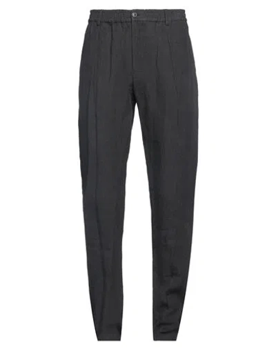 Emporio Armani Man Pants Charcoal Size 38 Linen In Grey