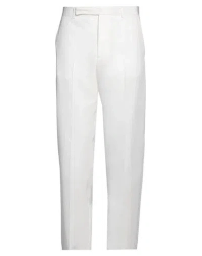 Emporio Armani Man Pants White Size 38 Cotton, Silk