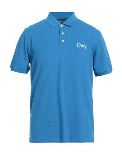 Emporio Armani Man Polo Shirt Azure Size M Cotton