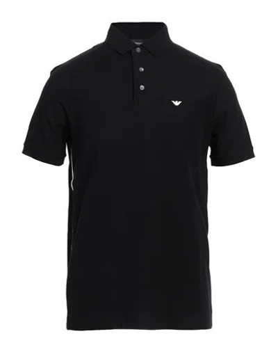 Emporio Armani Man Polo Shirt Black Size L Cotton In Blue