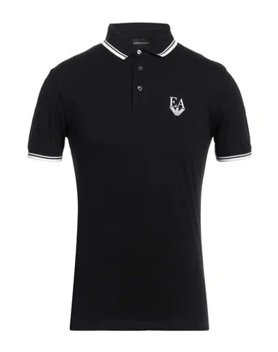 Emporio Armani Man Polo Shirt Black Size L Cotton, Elastane