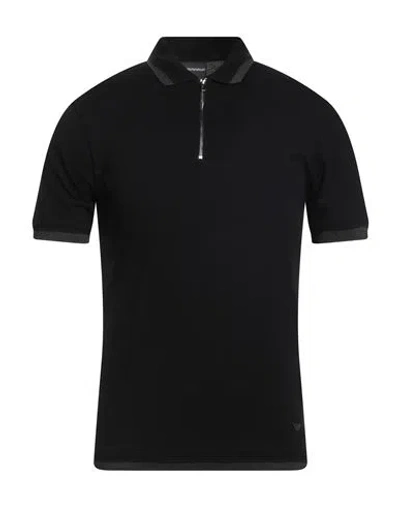 Emporio Armani Man Polo Shirt Black Size L Cotton, Polyester