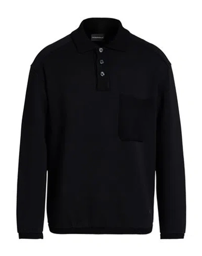 Emporio Armani Man Polo Shirt Black Size L Cotton, Polyester, Elastane, Wool, Polyamide