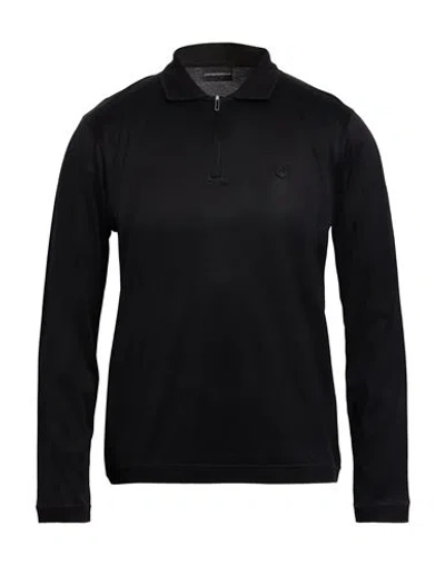 Emporio Armani Man Polo Shirt Black Size M Lyocell, Cotton