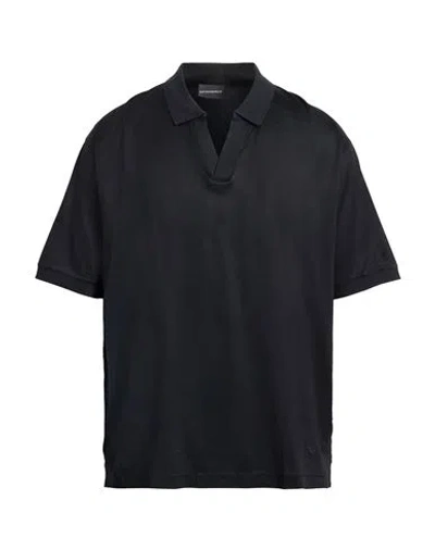 Emporio Armani Man Polo Shirt Black Size M Lyocell, Cotton, Elastane