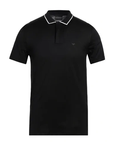 Emporio Armani Man Polo Shirt Black Size M Lyocell, Cotton