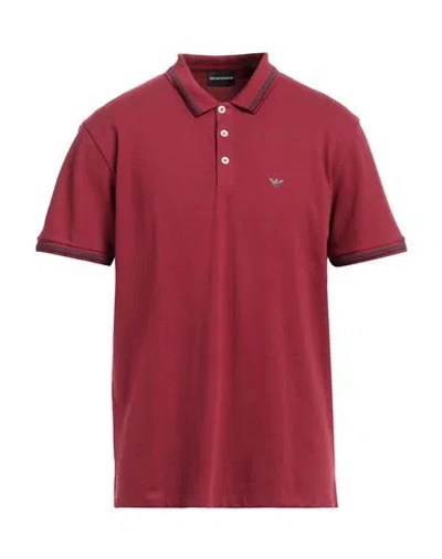 Emporio Armani Man Polo Shirt Burgundy Size Xxl Cotton, Elastane In Red