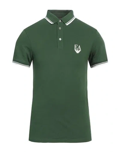 Emporio Armani Man Polo Shirt Dark Green Size M Cotton, Elastane