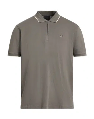 Emporio Armani Man Polo Shirt Grey Size L Cotton In Brown