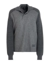 Emporio Armani Man Polo Shirt Grey Size M Wool, Polyamide, Polyester, Acrylic, Virgin Wool In Grey
