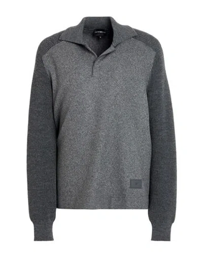 Emporio Armani Man Polo Shirt Grey Size M Wool, Polyamide, Polyester, Acrylic, Virgin Wool