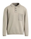 Emporio Armani Man Polo Shirt Khaki Size L Cotton, Polyester, Elastane, Wool, Polyamide In Brown
