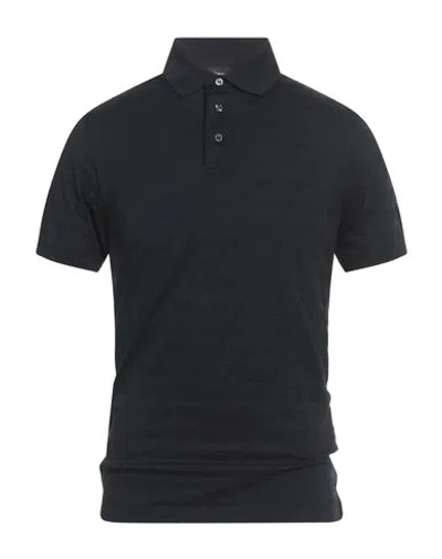 Emporio Armani Man Polo Shirt Midnight Blue Size L Cotton In Black