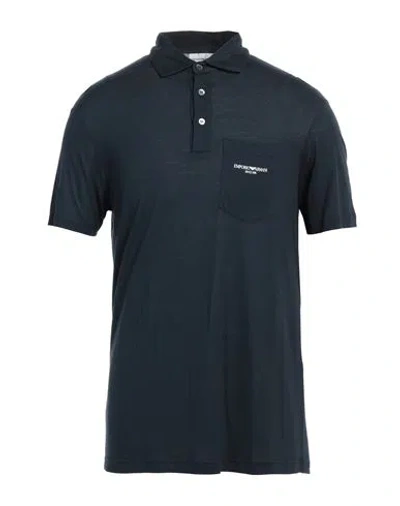 Emporio Armani Man Polo Shirt Midnight Blue Size S Lyocell, Viscose