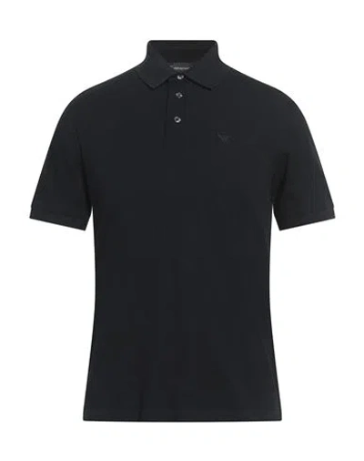 Emporio Armani Man Polo Shirt Midnight Blue Size M Cotton In Black