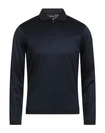 Emporio Armani Man Polo Shirt Midnight Blue Size S Lyocell, Cotton