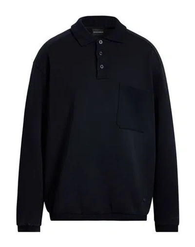 Emporio Armani Man Polo Shirt Midnight Blue Size Xxl Cotton, Polyester, Elastane, Wool, Polyamide In Black