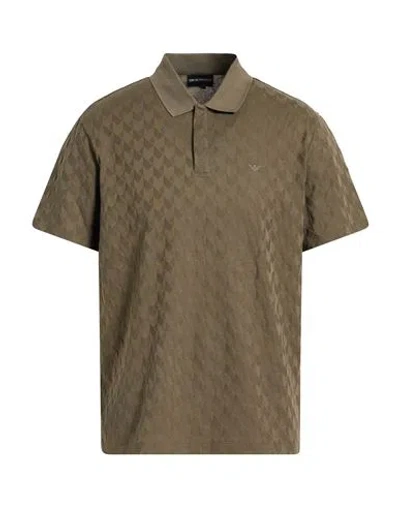 Emporio Armani Man Polo Shirt Military Green Size L Cotton In Green