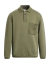 Emporio Armani Man Polo Shirt Military Green Size L Cotton, Polyester, Elastane, Wool, Polyamide