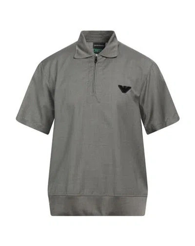 Emporio Armani Man Polo Shirt Military Green Size M Virgin Wool, Viscose